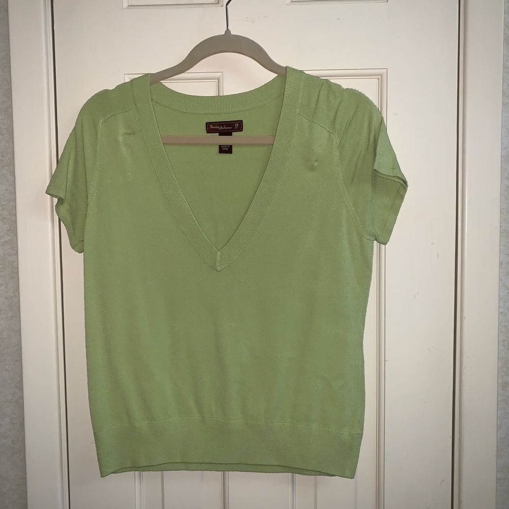 Tommy Bahama Light Green V-Neck Short Sleeve Sweater
